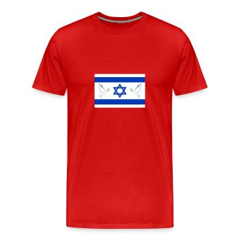 Israël Drapeau Colombe de la Paix Paix Moyen-Orient - T-shirt bio Premium Homme - rouge - Devant - Damien (186cm)