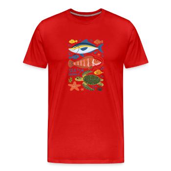 Meerestiere Meer Meeresbewohner für einen Taucher - Männer Premium Bio T-Shirt - Rot - Vorne - Damien (186cm)