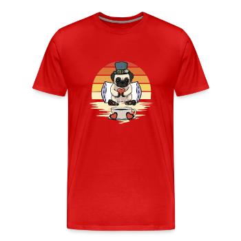 Pug Dog Dogs Good Morning Coffee - Men's Premium Organic T-Shirt - red - Front - Damien (186cm)