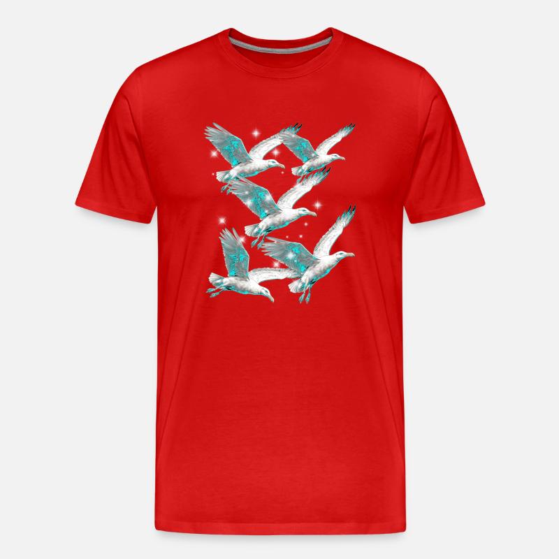 Maritim Möwe Möwen Seevögel - Männer Premium Bio T-Shirt - Rot