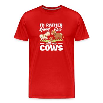 Je préfère passer du temps avec mes vaches - T-shirt bio Premium Homme - rouge - Devant - Damien (186cm)