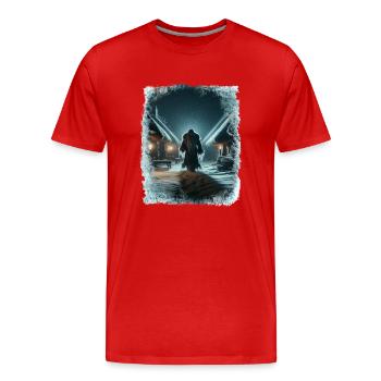 Father Frost walks through the icy village - Men's Premium Organic T-Shirt - red - Front - Damien (186cm)