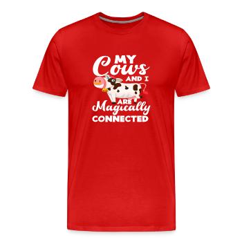 Mes vaches et moi sommes liées comme par magie - T-shirt bio Premium Homme - rouge - Devant - Damien (186cm)
