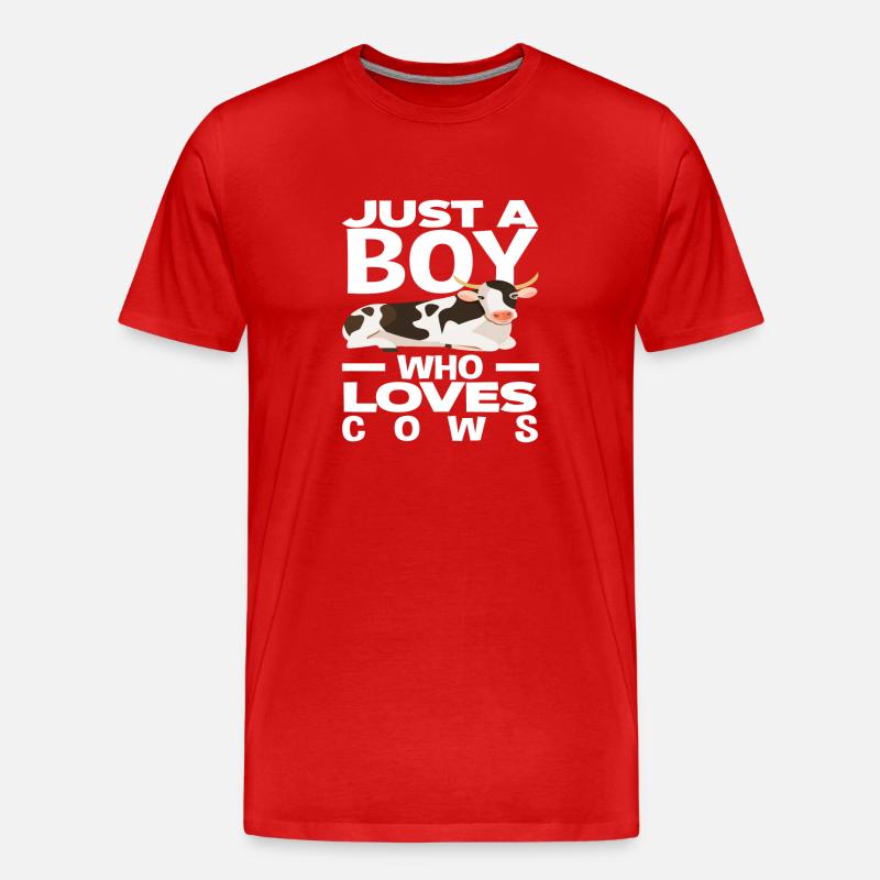 Ein Junge Der Kühe Liebt - Männer Premium Bio T-Shirt - Rot