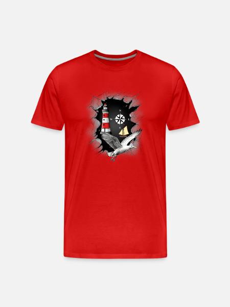 Seagull Lighthouse Compass Lighthouses Seagulls - Men's Premium Organic T-Shirt - red