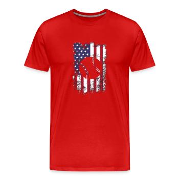 Baseball Sport Baseballspieler Pitcher Catcher USA - Männer Premium Bio T-Shirt - Rot - Vorne - Damien (186cm)