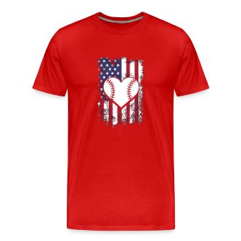 Baseball Sport Baseballspieler Pitcher Catcher USA - Männer Premium Bio T-Shirt - Rot - Vorne - Damien (186cm)