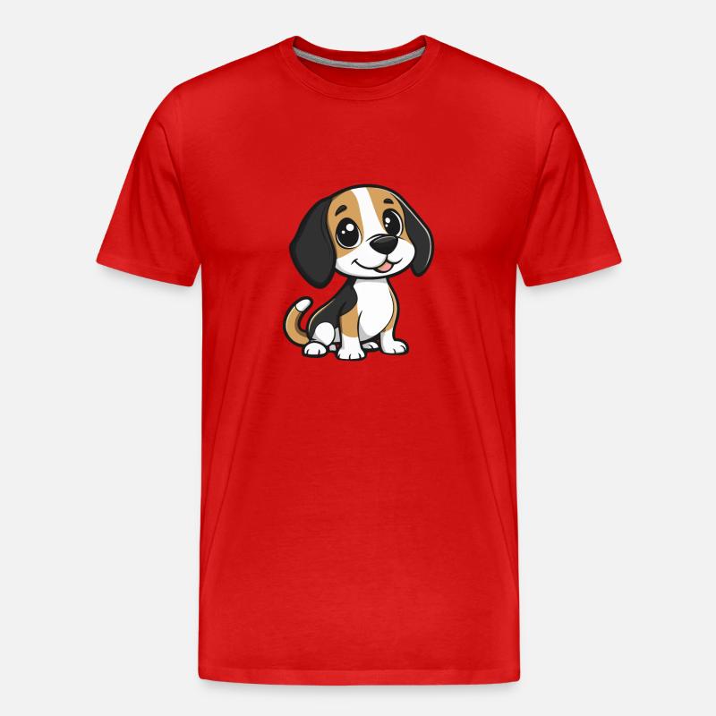 Beagle chien bande dessinée mignon - T-shirt bio Premium Homme - rouge