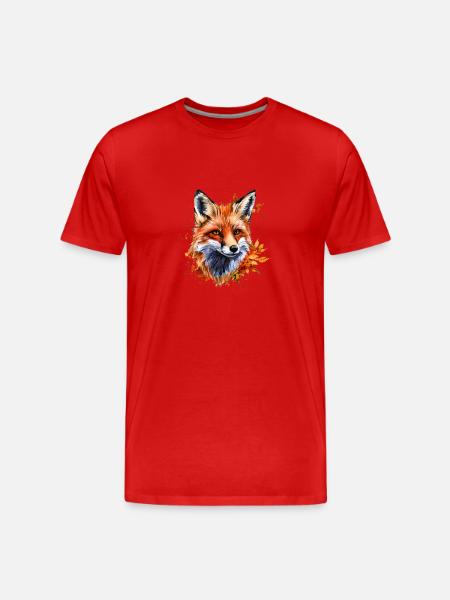 Herbst-Aquarell-Fuchs - Männer Premium Bio T-Shirt - Rot