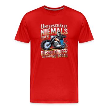 Never underestimate a Dusseldorf resident on a - Men's Premium Organic T-Shirt - red - Front - Damien (186cm)