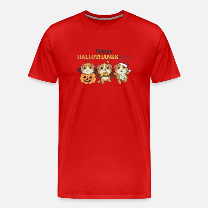 Joyeux Noël Hallothanksmas Cochon d’Inde - T-shirt bio Premium Homme - rouge