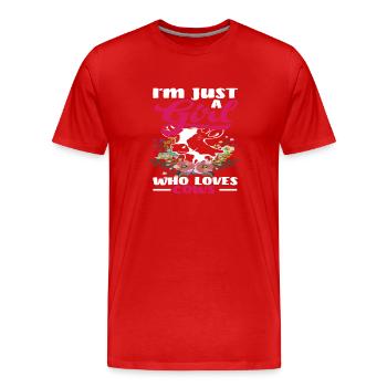 Je suis juste une fille qui aime les vaches - T-shirt bio Premium Homme - rouge - Devant - Damien (186cm)
