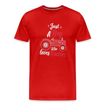 Tractor Trekker Farmer Farmer Farm Tractor Field - Men's Premium Organic T-Shirt - red - Front - Damien (186cm)