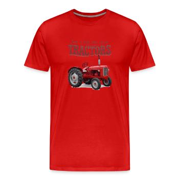 Tracteur Trekker Agriculteur Agriculteur Ferme Tracteur Champ - T-shirt bio Premium Homme - rouge - Devant - Damien (186cm)