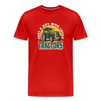 Traktor Trekker Landwirt Bauer Farm Tractor Acker - Männer Premium Bio T-Shirt - Rot - Vorne - Damien (186cm)
