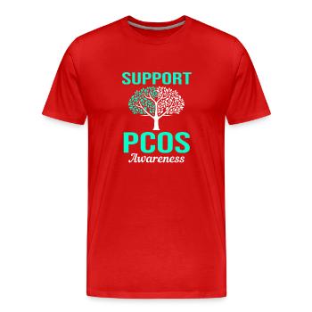 Pcos-Bewusstsein - Männer Premium Bio T-Shirt - Rot - Vorne - Damien (186cm)