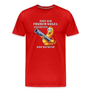 TIR SUR L’AUTODÉFENSE DU LÈVE-TÔT - T-shirt bio Premium Homme - rouge - Devant - Damien (186cm)