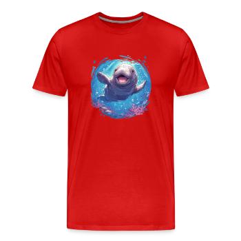 Lamantins Seekuh Lamantin - T-shirt bio Premium Homme - rouge - Devant - Damien (186cm)