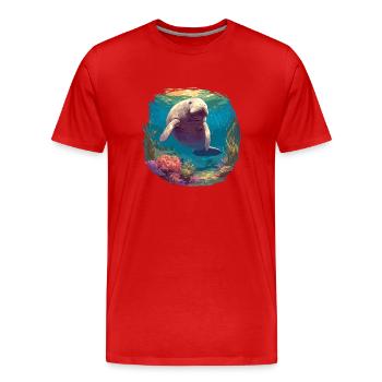 Lamantins Seekuh Lamantin - T-shirt bio Premium Homme - rouge - Devant - Damien (186cm)