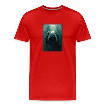 Lamantins Seekuh Lamantin - T-shirt bio Premium Homme - rouge - Devant - Damien (186cm)