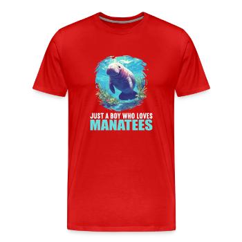 Lamantins Seekuh Lamantin - T-shirt bio Premium Homme - rouge - Devant - Damien (186cm)