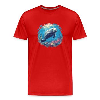 Lamantins Seekuh Lamantin - T-shirt bio Premium Homme - rouge - Devant - Damien (186cm)