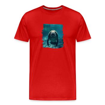 Lamantins Seekuh Lamantin - T-shirt bio Premium Homme - rouge - Devant - Damien (186cm)