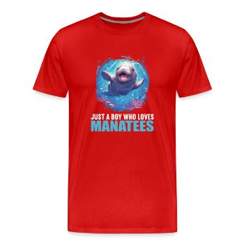 Lamantins Seekuh Lamantin - T-shirt bio Premium Homme - rouge - Devant - Damien (186cm)