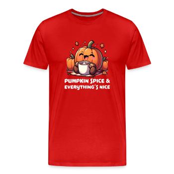 Pumpkin spice and everythings nice - Men's Premium Organic T-Shirt - red - Front - Damien (186cm)