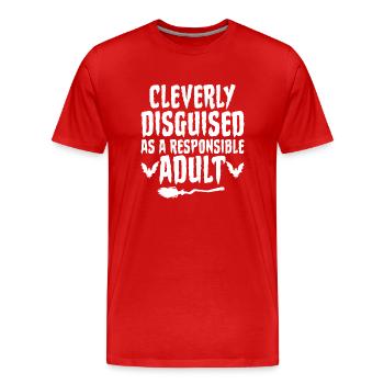 Cleverly Disguised as Responsible Adult - Men's Premium Organic T-Shirt - red - Front - Damien (186cm)
