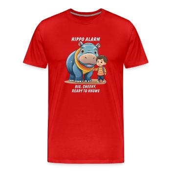 ALARME HIPPOPOTAME GRAND EFFRONTÉ PRÊT À SAVOIR - T-shirt bio Premium Homme - rouge - Devant - Damien (186cm)