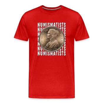 PIÈCES DE MONNAIE NUMISMATES - T-shirt bio Premium Homme - rouge - Devant - Damien (186cm)