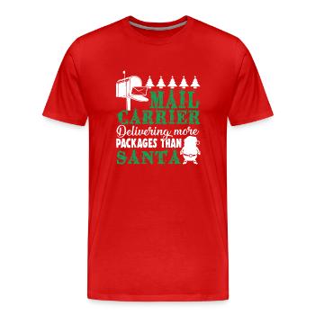 Christmas Mail Carrier Delivering More Packages - Men's Premium Organic T-Shirt - red - Front - Damien (186cm)