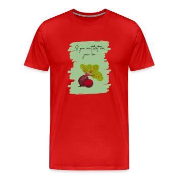 If You Can’t Beet ’Em, Join ’Em – Funny Veggie Art - Men's Premium Organic T-Shirt - red - Front - Damien (186cm)