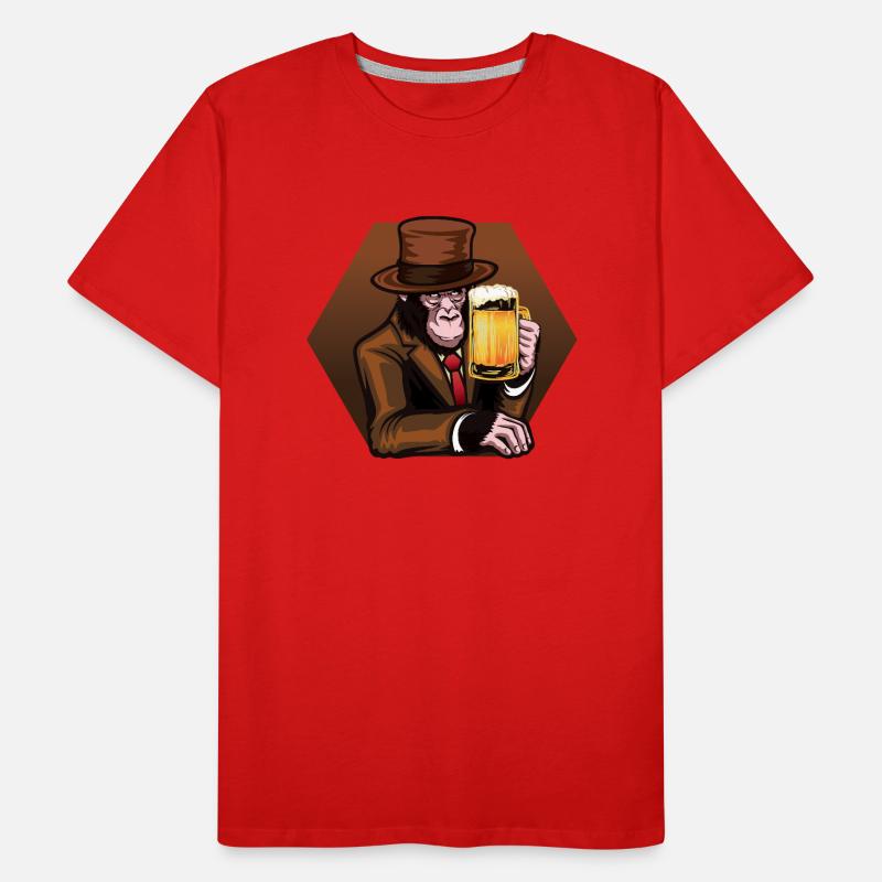 Singe Chimpanzé Gorille Drinking Ape T-shirt bio Premium Homme