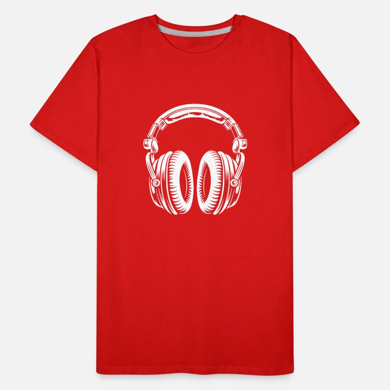 Chat mignon avec des écouteurs - écouter de la musique T-shirt bio Premium Homme