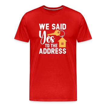 Nous avons dit à l’adresse - T-shirt bio Premium Homme - rouge - Devant - Damien (186cm)