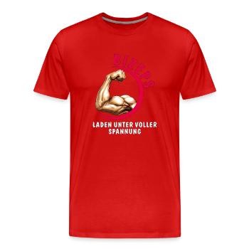 CHARGE DU BICEPS SOUS PLEINE TENSION - T-shirt bio Premium Homme - rouge - Devant - Damien (186cm)