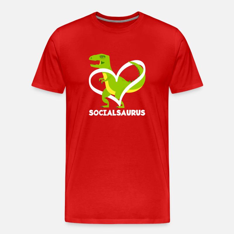 Socialsaurus Dinosaurier Herz - Männer Premium Bio T-Shirt - Rot