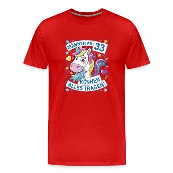 Men aged 33 and over can wear anything for their 33rd birthday - Men's Premium Organic T-Shirt - red - Front - Damien (186cm)