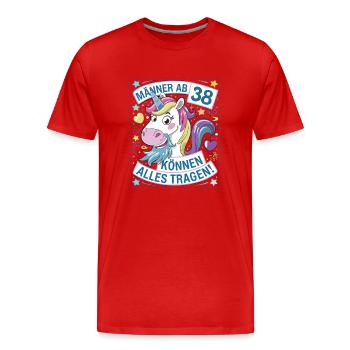 Männer Ab 38 Können Alles Tragen Zum 38.Geburtstag - Männer Premium Bio T-Shirt - Rot - Vorne - Damien (186cm)