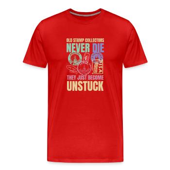 Lustige Briefmarken Briefmarkensammlung Humor - Männer Premium Bio T-Shirt - Rot - Vorne - Damien (186cm)