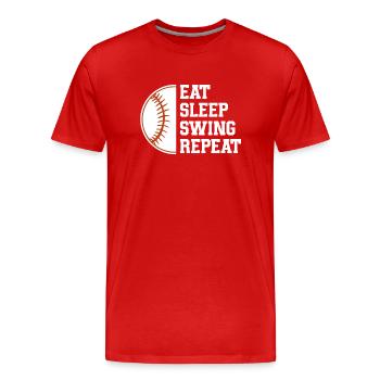 Baseball Sport Baseballspieler Pitcher Catcher USA - Männer Premium Bio T-Shirt - Rot - Vorne - Damien (186cm)