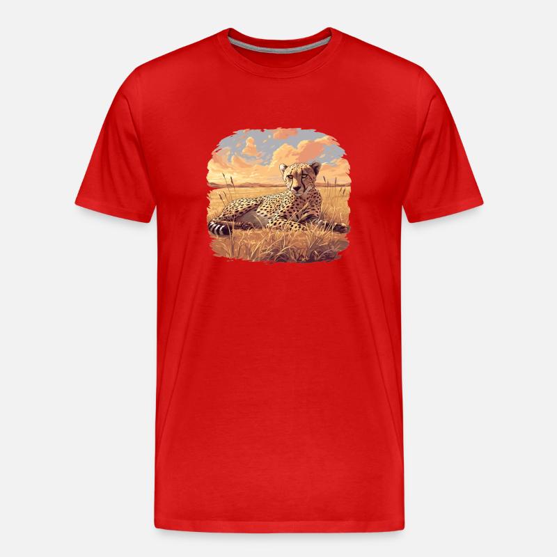 Cheetah Geparde Gepard - Männer Premium Bio T-Shirt - Rot