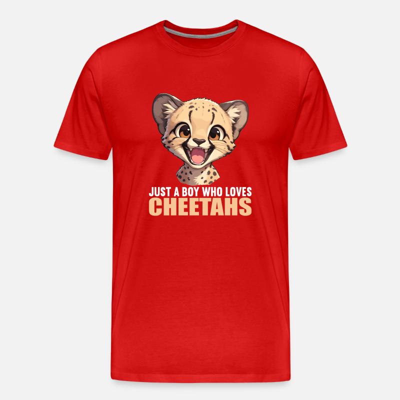 Cheetah Geparde Gepard - Männer Premium Bio T-Shirt - Rot