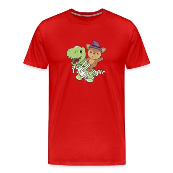 Cerf Happy Halloween T-Rex Momie Costume - T-shirt bio Premium Homme - rouge - Devant - Damien (186cm)
