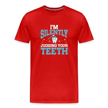 Dentist - Men's Premium Organic T-Shirt - red - Front - Damien (186cm)