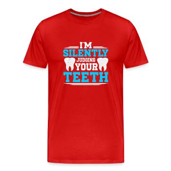 Dentist - Men's Premium Organic T-Shirt - red - Front - Damien (186cm)