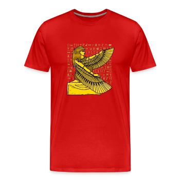 Hiéroglyphes Isis Mythologie égyptienne - T-shirt bio Premium Homme - rouge - Devant - Damien (186cm)