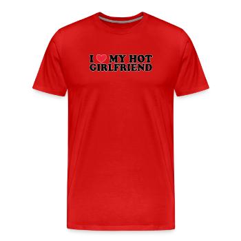 Petite amie Petite amie Relation Couple Amour Couple - T-shirt bio Premium Homme - rouge - Devant - Damien (186cm)